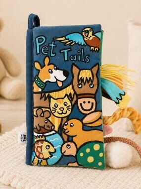 Jellycat Pet Tails Cloth Activity Book Retired OOP EUC Sensory Baby Toy